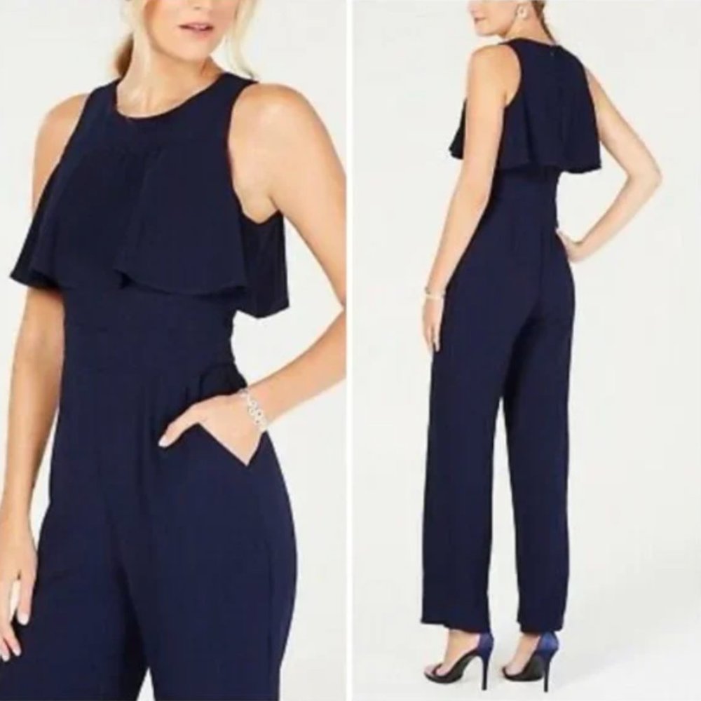 VINCE CAMUTO - Navy Crepe Sleeveless Jumpsuit